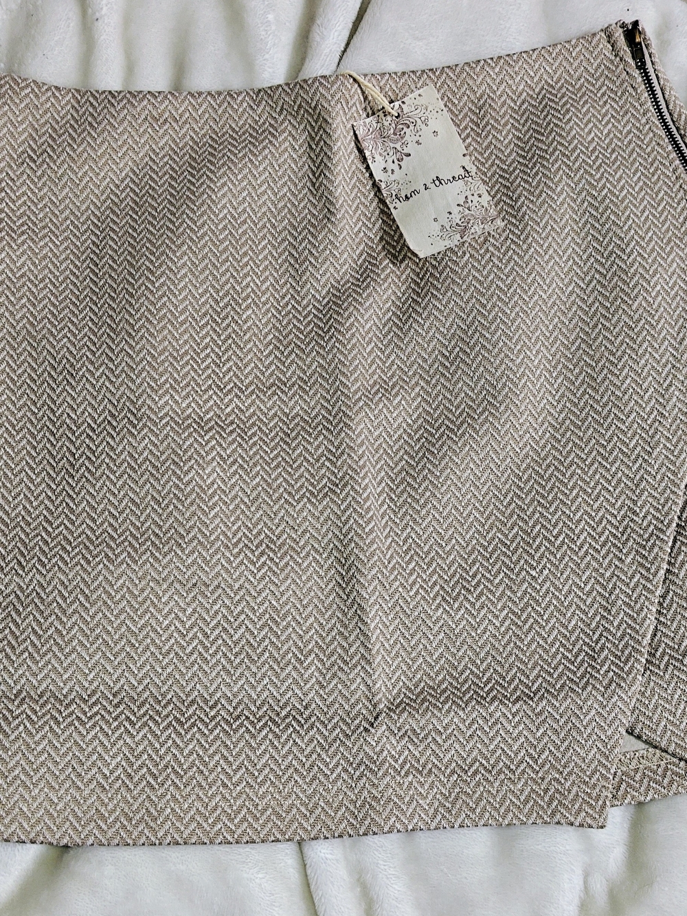 Hem & Thread Beige Chevron Mini Skirt